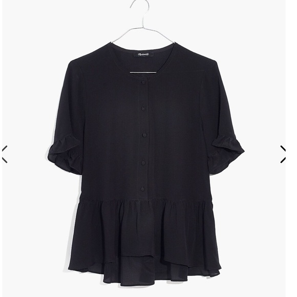 Madewell - Silk Studio Ruffle-Hem Top - Picture 1 of 6